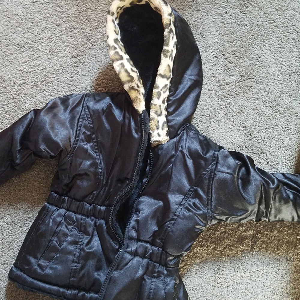 Black Reversible faux fur coat, 18-24 months